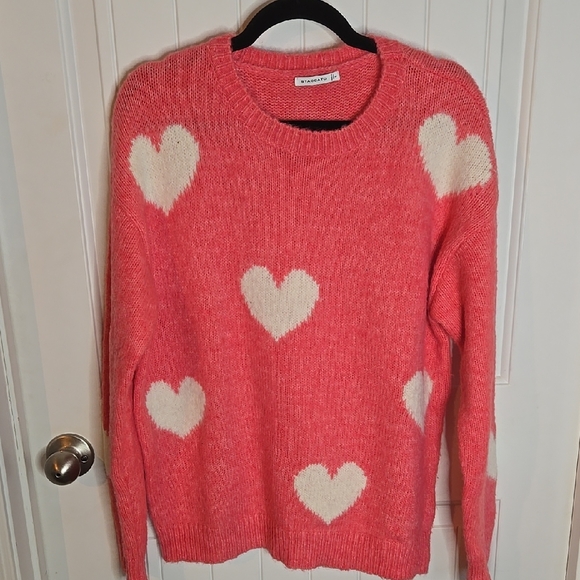 Staccato Sweaters - Staccato Pink Heart Sweater Cozy Feminine Pullover Coquette Romantic Girly Soft